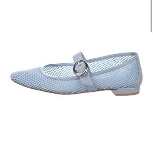Stuart Weitzman Arabella Mary Jane Cielo Light Blue Mesh Flats